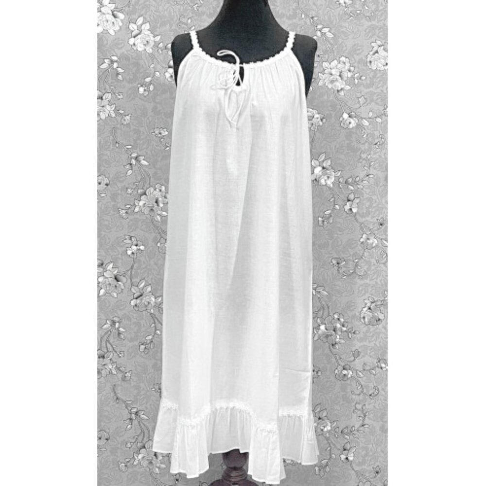 Victorian 100% Cotton Nightgown Sleeveless Ruffle Hem SoieRose SR1170 Sleepwear